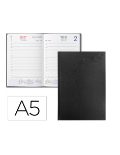 Agenda oficina liderpapel 2027 encuadernada corfu dia pagina a5 bilingue 60g papel fsc black
