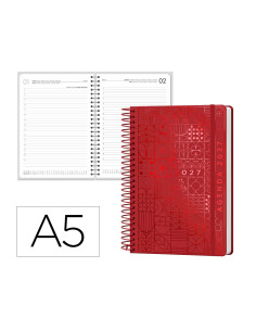 Agenda oficina liderpapel 2027 espiral syros dia pagina a5 bilingue 60g papel fsc red