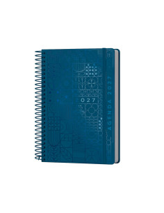 Agenda oficina liderpapel 2027 espiral syros dia pagina a5 bilingue 60g papel fsc navy blue 2