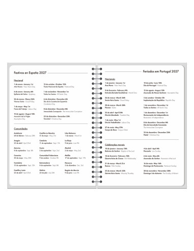 Agenda oficina liderpapel 2027 espiral syros dia pagina a5 bilingue 60g papel fsc navy blue