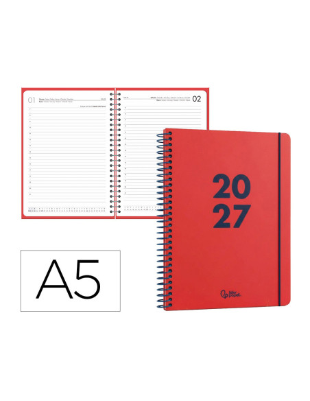 Agenda oficina liderpapel 2027 espiral basic dia pagina a5 bilingue 60g papel fsc design 3