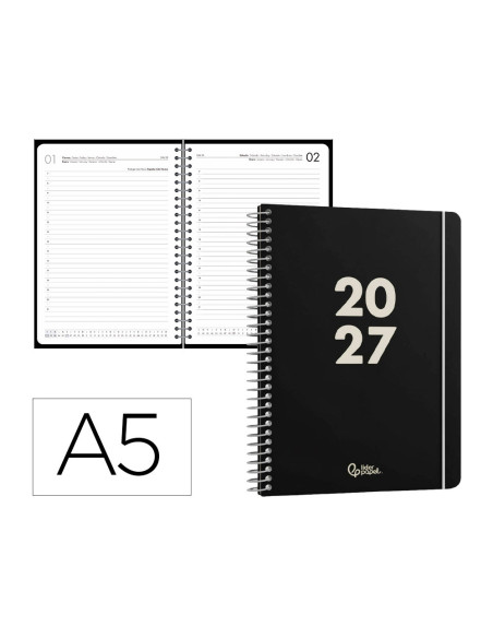 Agenda oficina liderpapel 2027 espiral basic dia pagina a5 bilingue 60g papel fsc design 1