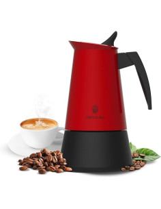 Cecotec Piccolina 600 Cafetera Italiana para 6 Tazas de Acero Inoxidable - Capacidad de 300ml - Junta de Silicona - Compatible c
