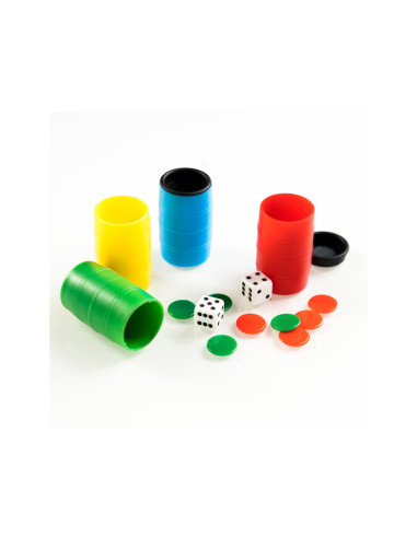 Cubilete parchis/oca fournier con dados y fichas para 4 jugadores