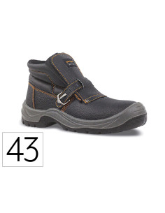 Bota de seguridad safetop nerio talla 43 cuero grabado con hebillo especial soldadura suela pu bidensidad s3 negro