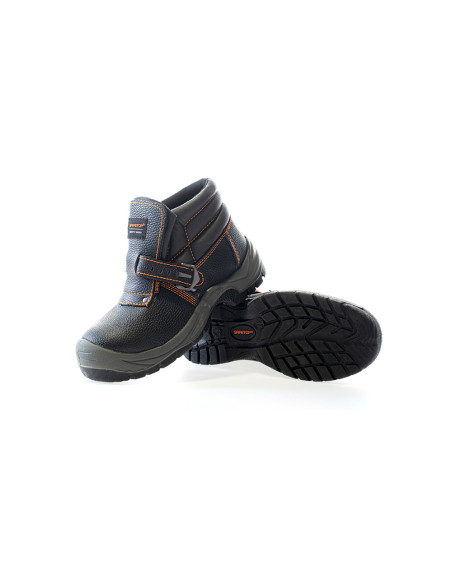 Bota de seguridad safetop nerio talla 43 cuero grabado con hebillo especial soldadura suela pu bidensidad s3 negro
