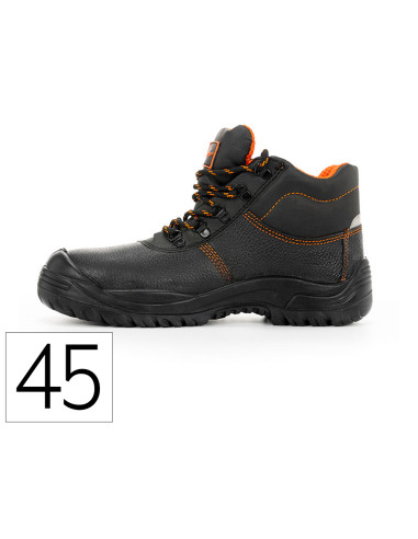 Bota de seguridad safetop eurio cuero grabado suela de acero antiperforacion s3 sr talla 45 color negro