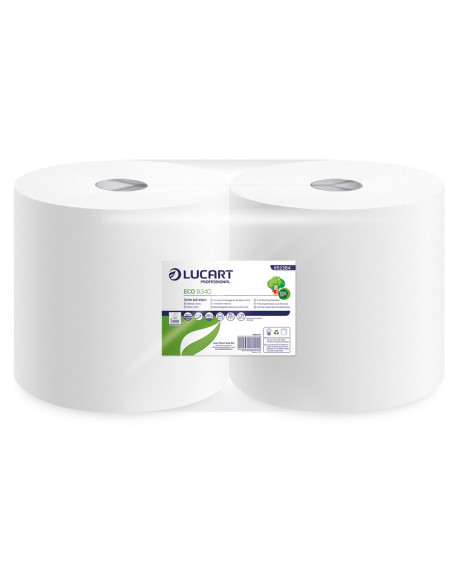 Papel secamanos lucart ecologico 17,5 g 2 capas 220 mm x 342 m paquete de 2 rollos