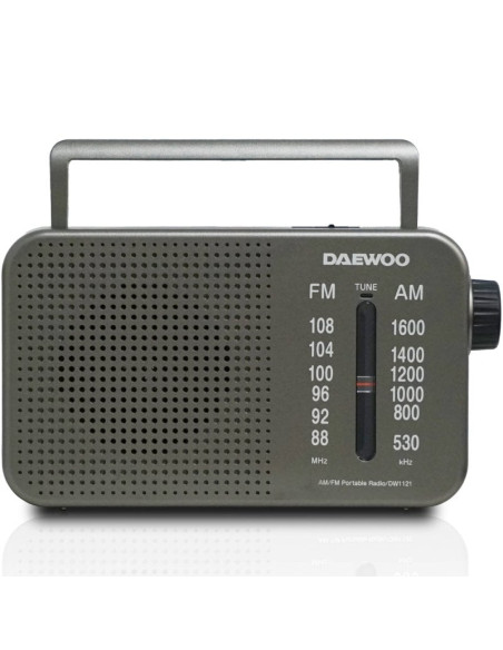 Radio Portátil Daewoo DW1121/con Cable/ a Pilas/ Gris