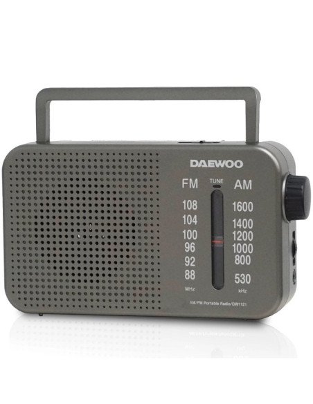 Radio Portátil Daewoo DW1121/con Cable/ a Pilas/ Gris