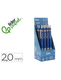 Portaminas liderpapel coleccion 4 con clip y sacapuntas 2 mm azul