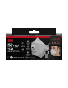 3M Aura Comfort Cool Flow Pack de 5 Mascarillas para Particulas FFP3 - Desechable - con Valvula - para Altos Niveles de Particul