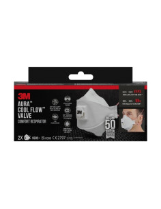 3M Aura Comfort Cool Flow Pack de 2 Mascarillas para Particulas FFP3 - Desechable - con Valvula - para Altos Niveles de Particul