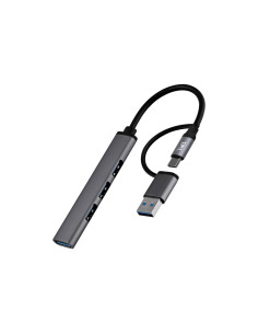Hub tnb ultrafino usb-a /usb-c 4xusb-a color aluminio