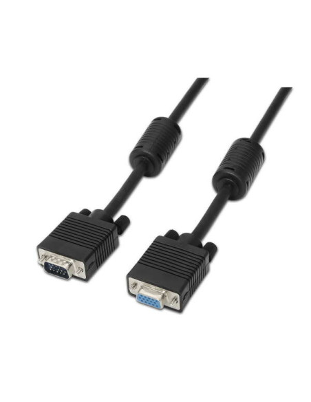 Aisens Cable SVGA con Ferrita - HDB15/Macho-HDB15/Hembra - 3.0m - Color Negro