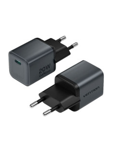 Vention Cargador de Pared - 20W - GaN - USB-C - Power Delivery 3.0 - Qualcomm 3.0 - Carga Rapida - Color Gris