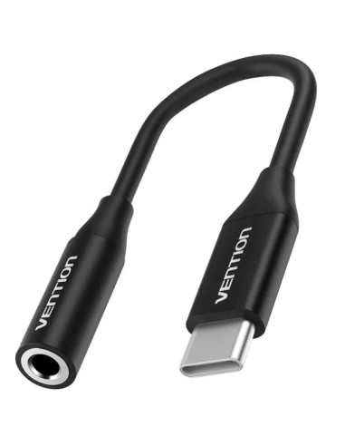 Vention Adapatador de Audio DAC - Jack 3.5mm Hembra - USB-C Macho - Cable 10cm - Aluminio - Color Negro