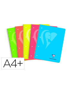 Cuaderno espiral clairefontaine din a4+ 120 hojas 90 gr tapa plastico microperforado cuadro 5 mm