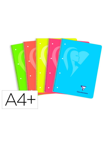Cuaderno espiral clairefontaine din a4+ 120 hojas 90 gr tapa plastico microperforado cuadro 5 mm