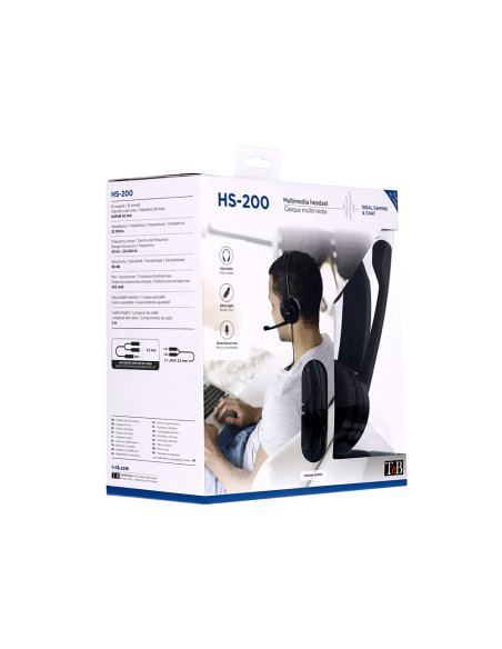 Auriculares tnb hs-200 multimedia con microfono usb color negro