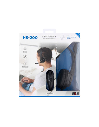 Auriculares tnb hs-200 multimedia con microfono usb color negro