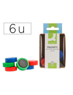 Iman para sujecion q-connect ideal para pizarras magneticas 20 mm colores surtidos caja de 6 unidades