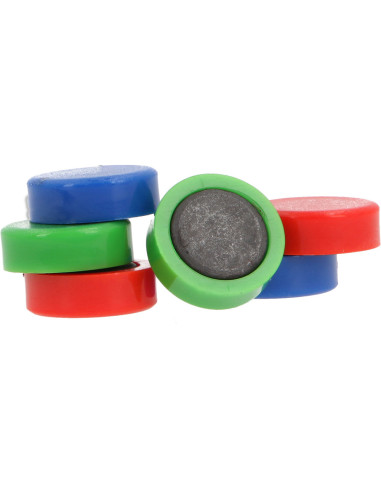 Iman para sujecion q-connect ideal para pizarras magneticas 20 mm colores surtidos caja de 6 unidades