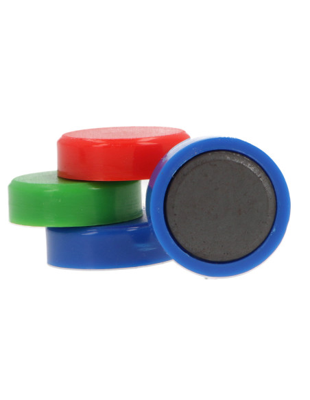 Iman para sujecion q-connect ideal para pizarras magneticas 25 mm colores surtidos caja de 4 unidades