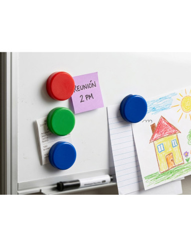 Iman para sujecion q-connect ideal para pizarras magneticas 25 mm colores surtidos caja de 4 unidades