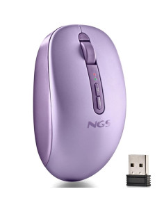 Ratón Ergonómico Inalámbrico NGS Fog Dual FOGDUALPURPLE Silencioso/ Hasta 1600 DPI/ Púrpura