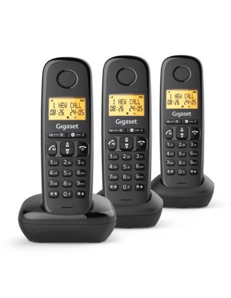 Gigaset Basic 100 Trio Telefono Inalambrico Dect con Identificador de Llamadas - Bloqueo de Llamadas - Pantalla Retroilluminada