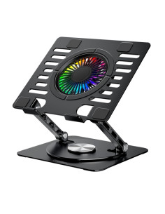 CoolBoox CoolAir RGB Soporte Elevador para Portatil de hasta 17"" - Ajustable en Altura - Rotacion de Base 360 - Ventilador RGB