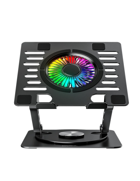CoolBoox CoolAir RGB Soporte Elevador para Portatil de hasta 17"" - Ajustable en Altura - Rotacion de Base 360 - Ventilador RGB