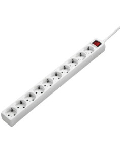 Hama Regleta Alimentacion con 10 Tomas - Cable 3m - Voltaje 230V - Interruptor Iluminado - Color Blanco