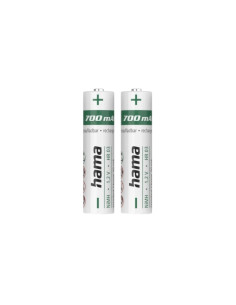 Hama Pack de 2 Pilas Recargables AAA - NiMH - Voltaje 1.2V - 700mAh - Color Blanco