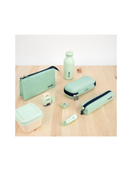 Bolso escolar portatodo milan 1918 collection 3 cremalleras y 5 compartimentos verde 215x35x125 mm