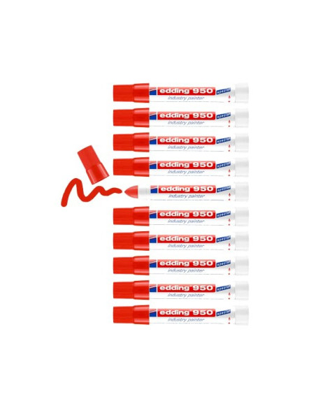 Marcador edding permanente 950 pasta opaca rojo punta redonda 10 mm para superficies oxidadas/rugosas