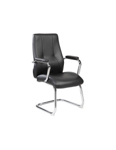 Silla rocada confidente brazos fijos estructura cromada asiento y respaldo tapizado similpiel negro