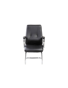 Silla rocada confidente brazos fijos estructura cromada asiento y respaldo tapizado similpiel negro 2