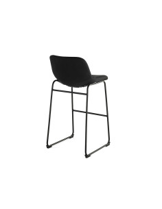 Taburete alto rocada con asiento y respaldo bajo tapizado tela ignifuga base metalica acero color negro 2
