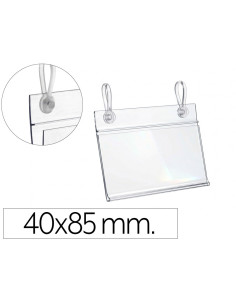 Soporte portaprecios q-connect con 2 taladros y clip para cesta metalica etiqueta 40x85 mm