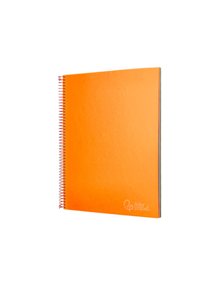 Cuaderno espiral liderpapel a4 micro jolly tapa forrada 140h 75 gr cuadro 5mm 5 bandas4 taladros color naranja