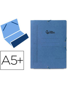 Carpeta liderpapel gomas cuarto bolsa carton pintado azul