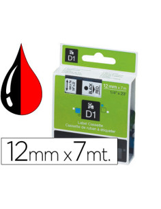 Cinta dymo 1000 negro-rojo 12mm x 7mt d1
