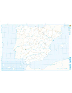 Mapa mudo b/n din a4 españa politico 2