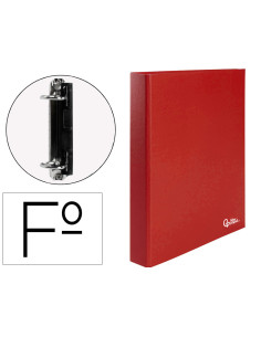 Carpeta de 2 anillas 25mm mixtas liderpapel folio carton forrado paper coat compresor plastico roja