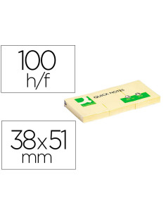 Bloc de notas adhesivas quita y pon q-connect 38x51 mm con 100 hojas