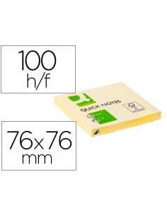 Bloc de notas adhesivas quita y pon q-connect 76x76 mm con 100 hojas
