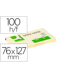 Bloc de notas adhesivas quita y pon q-connect 76x127 mm con 100 hojas