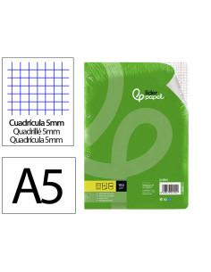 Recambio liderpapel a5 100 h 100g/m2 cuadro 5mm con margen 6 taladros